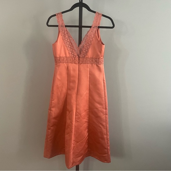 David's Bridal Orange Short Lace Dress Size 4 - Picture 2 of 4